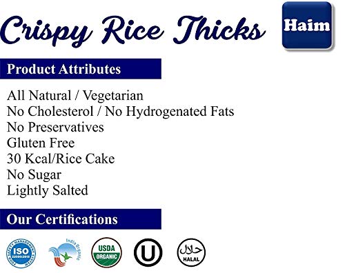 HAIM Organic Crispy Rice Thicks Wholegrain Brown Rice Cakes with Himalayan Salt & Black Pepper Pack of 2