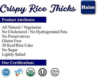 HAIM Organic Crispy Rice Thicks Wholegrain Brown Rice Cakes with Himalayan Salt & Black Pepper Pack of 2