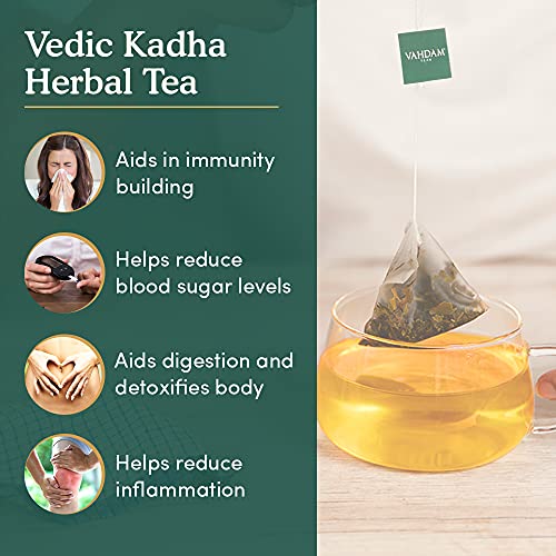 VAHDAM - Organic Ayurvedic Kadha Tea (50 Ayush Kadha Tea Bags) | Herbal Tea for Immunity | Grandma's  Kadha with Tulsi, Amla, Turmeric, Ginger, Black Pepper, Fennel, Cumin and Cloves
