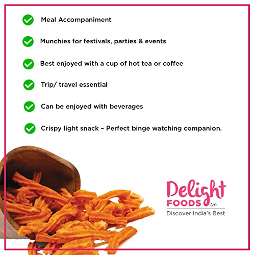 Delight Foods Maharashtrian Snacks - SOYA Stick (Diet- Low Oil) | Namkeen, Savory, Chips, Healthy Snacks (Szechuan Tapioca SOYA Sticks 200g)