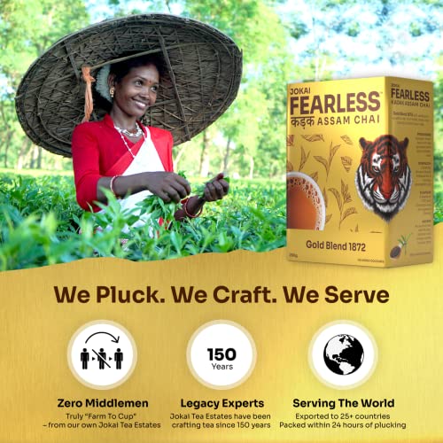 Fearless Tea Gold Blend 1872 CTC Chai, 250g | Kadak Assam Chai Patti | Premium Black Tea Powder, Darjeeling Long Leaves | Organic Taste, Strong Aroma & Natural Colour | Fresh Loose Leaf