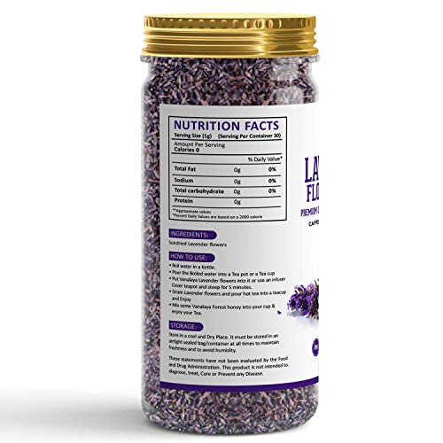 Vanalaya Organic Lavender Flower Tea From Sun Dried Lavender Flowers For Stress Relief 30gm
