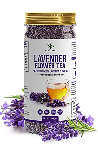 Vanalaya Organic Lavender Flower Tea From Sun Dried Lavender Flowers For Stress Relief 30gm