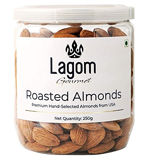 Lagom Gourmet Roasted & Salted California Almonds (Badam), 250g | Lightly Salted | Dry Roasted | Roasted To Perfection | No Preservatives | No Artificial Flavors | Gluten Free | Vegan | Non GMO | Nuts Dry Fruits