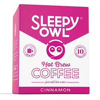 Sleepy Owl Coffee Cinnamon Hot Brew Bags | Set of 10 Bags - Makes 10 Cups | 3 Step Brew - No Equipment Required | 100% Arabica Beans - Sourced Directly from Farms