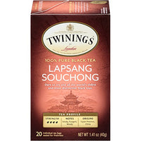 Twinings Lapsang Souchong Black Tea, 20 Count Pack of 6, Individually Wrapped Bags, Smoked Chinese Tea, Caffeinated