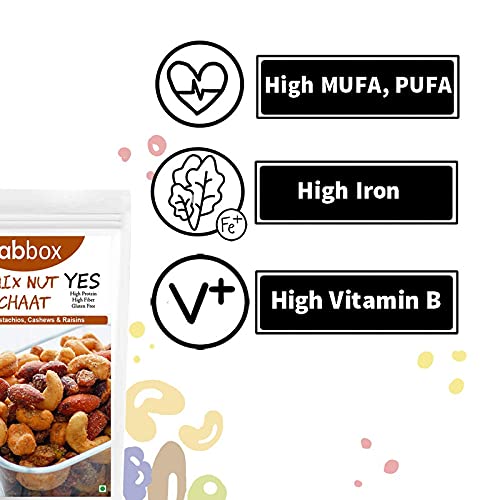 Fab Box Healthy Mix Nut Chaat, Almonds, Pistachios, Cashews & Raisins, Keto Friendly, 70 Grams