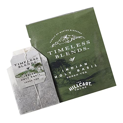 The Hillcart Tales TLB Indian Holy Basil Flavoured Green Tea Bags | 25+5 Teabag Pieces | 60 grms