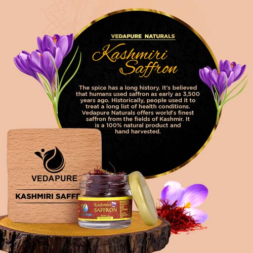 Vedapure Finest A++ Grade Original Kashmiri Saffron/Kesar For Pregnant Women, Skin 1 Gram- (Pack of 1)