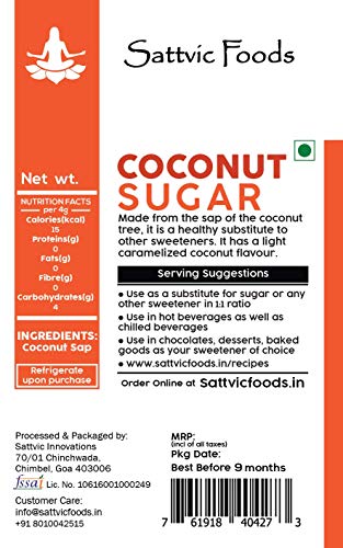 Sattvic Foods Pure Unrefined 100% Natural Coconut Sugar (250 g)