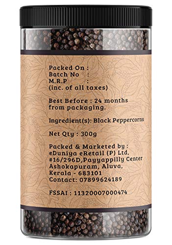Farmown Black Pepper Whole Peppercorn (300 Grams)