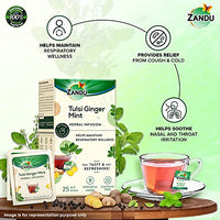 Zandu Tulsi Ginger Mint Herbal Infusion, a Herbal Tea Enriched with Ayurvedic Ingredients (25 Tea Bags)