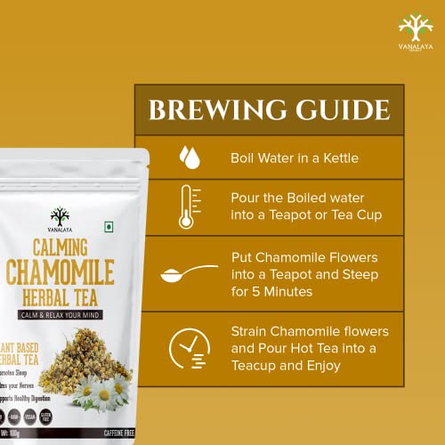 Vanalaya Calming Chamomile Herbal Tea From dried Chamomile Flowers (100gm)