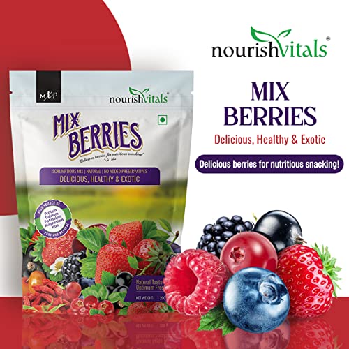 NourishVitals Mix Berries, Scrumptious Mix | Natural | No Added Preservatives Delicious, Healthy & Exotic, 200 g