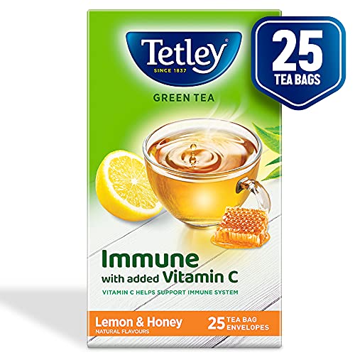Tetley Green Tea Immune with Added Vitamin C, Lemon and Honey, 25 Tea Bags
