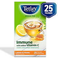 Tetley Green Tea Immune with Added Vitamin C, Lemon and Honey, 25 Tea Bags