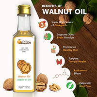 H&O Walnut Oil - 100% Pure Cold Pressed Edible Akhrot Ka Tel - 100ml Glass Bottle