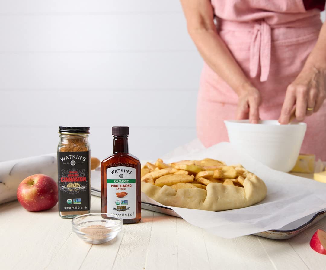 Watkins Organic Pure Almond Extract, Non-GMO, Kosher, 4 oz. Bottle, 1-Pack