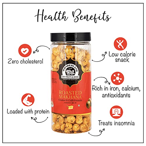 Wonderland Foods - Roasted & Flavoured Cheese-Chilli Makhana (Foxnut) 100g Jar