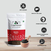 Organature Fresh and Natural Basil Seeds, Tukmariya Seeds, Sabja Seeds | Falooda Seeds use for Natural Weight Loss (400 Grams)