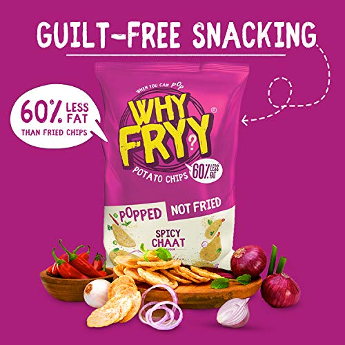 WhyFryy Popped Potato Chips I Low Fat Chips I Healthy Snacks I Not Fried I Diet Snacks I Spicy Chaat Flavour I 5 Packs (175g)