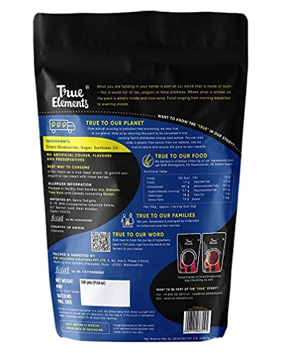 True Elements Blueberry 125g - Vitamin Rich Blue berries | Healthy Snack | Blueberry Dry Fruit