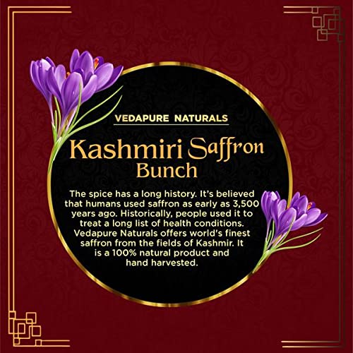 Vedapure A+ Grade Original Kashmiri Saffron/Kesar with Yellow Threads For Pregnant Women, Skin 5 Grams Bunch (Pack of 1)