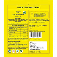 VAHDAM - Organic Ginger Lemon Green Tea -15 Green Tea Bags | Lemon Tea - Rich in Vitamin C | Certified Organic Detox Tea & Ginger Tea Aids Weight Loss