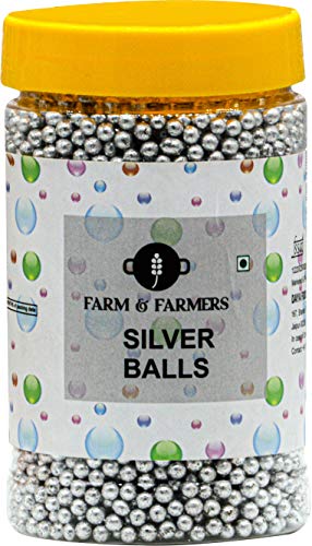 Farm and Farmers Silver Balls Editable Cake Decoration Sprinkler Medium, 250 gm