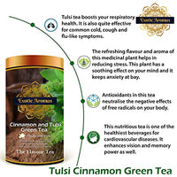 Exotic Aromas Cinnamon and Tulsi Green Tea (50 G, serves 25 cups), 100 % Whole Leaf Green tea with antioxident properties