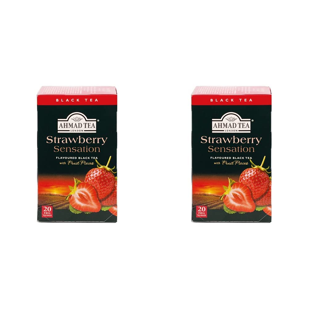 Ahmad Teas - Strawberry Black Tea 1.4oz - 20 Tea Bags (Pack of 2)