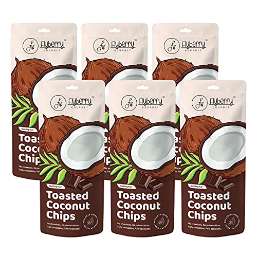 Flyberry Gourmet Toasted Coconut Chips with Cacao 300 Gms (Pack of 6x50Gms)