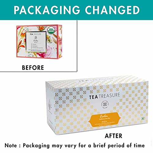 Tea Treasure Calm, Herbal Tisane Tea for Healthy Hair and Glowing Skin Detox Herbal Tea, 18 Pyramid Bags