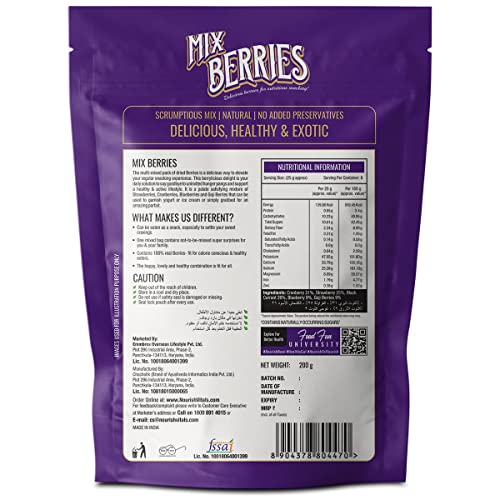 NourishVitals Mix Berries, Scrumptious Mix | Natural | No Added Preservatives Delicious, Healthy & Exotic, 200 g
