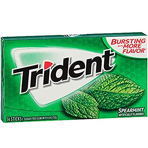 Trident Spearmint Sugar Free Chewing Gum, 14 Count (Pack of 1)