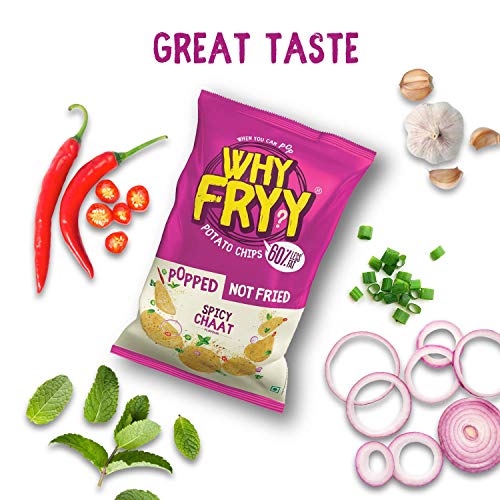 WhyFryy Popped Potato Chips I Low Fat Chips I Healthy Snacks I Not Fried I Diet Snacks I Spicy Chaat Flavour I 5 Packs (175g)