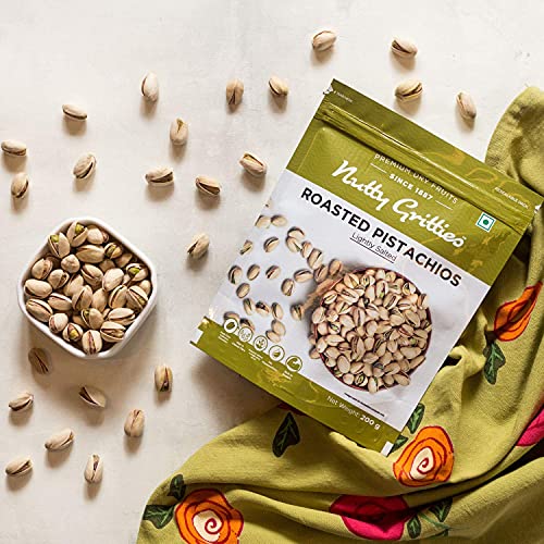 Nutty Gritties California Roasted Pistachios|Pista Lightly Salted, Dry Roasted, Non Fried, Zero Oil, Crunchy Healthy Snack -200g