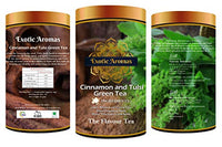 Exotic Aromas Cinnamon and Tulsi Green Tea (50 G, serves 25 cups), 100 % Whole Leaf Green tea with antioxident properties