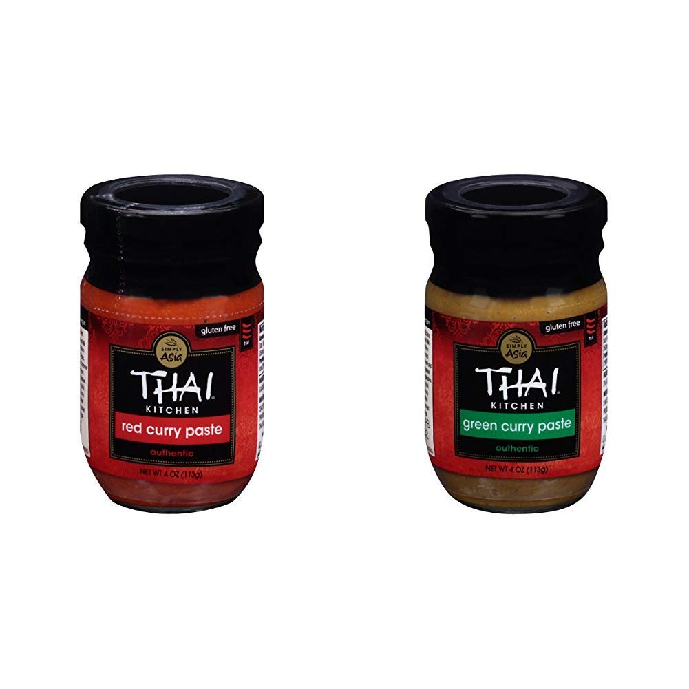 Thai Kitchen Gluten Free Red Curry Paste, 4 oz (Pack of 6) with Thai Kitchen Gluten Free Green Curry Paste, 4 oz (Pack of 6)
