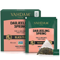 VAHDAM Exotic Darjeeling First Flush Tea Leaves,15 Tea Bag, Long Leaf Pyramid Darjeeling Tea Bags, Aromatic & Flowery, 100% Pure Unblended First Flush Darjeeling Tea