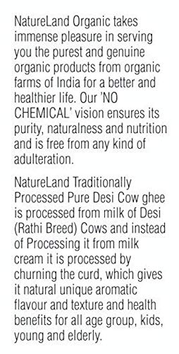 Natureland Organics Premium Cow Ghee 400 Ml - 100% Organic Indian Desi Cow Ghee
