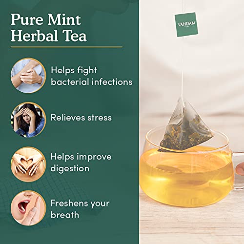 VAHDAM, Organic Spearmint Tea + Peppermint Tea Bags -50 Herbal Tea Bags for PCOS and PCOD | Refreshing & Relaxing Mint Tea