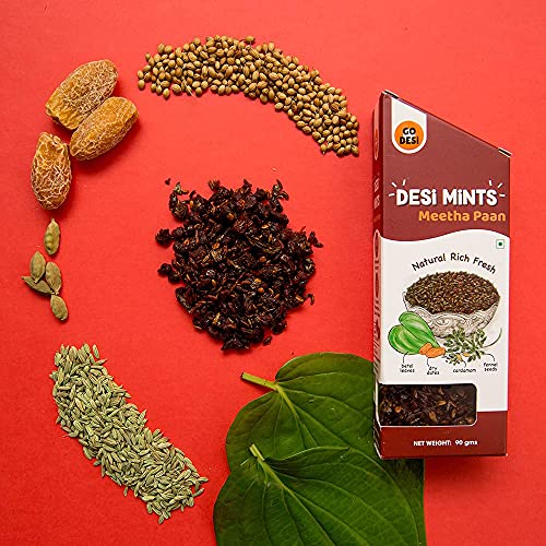 GO DESi - DESi MiNTS Meetha Paan | Mouthfreshener | Saunf Mukhwas | No Supari | Traditional Aftermeal | Farm Sourced | 180 g (2 x 90g)
