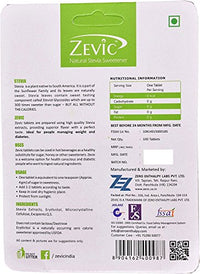 Zevic 100% Natural Stevia Sugar Free Tablets | Zero Calorie Sweetener | Healthy Substitute for Sugar | 200 Tablets (Pack of 2)