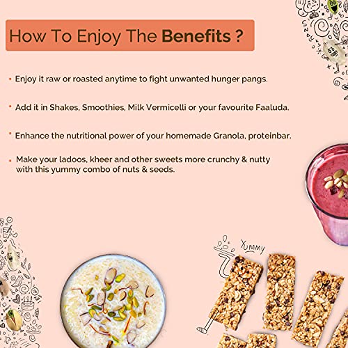 Neuherbs Protein Mix With Seeds And Nuts, Unroasted Watermelon Seeds, Sunflower Seeds, Pumpkin Seeds, Almonds, Cashew Nuts, Pistachios | Rich in Fiber & Vitamin-E - 200 G