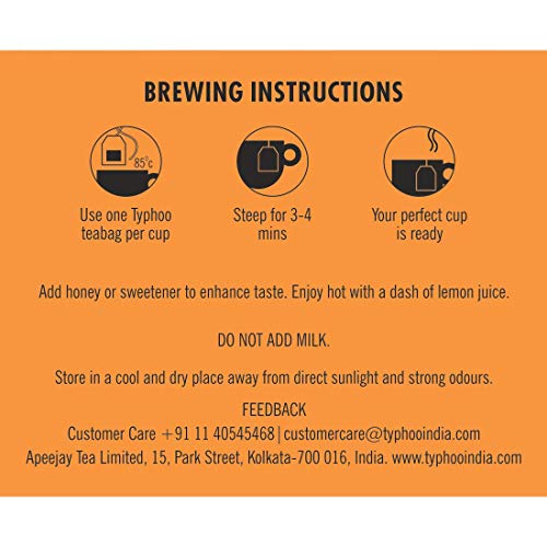 Ty-phoo Natural Green Tea Lemon and Honey with 25 Heat Sealed Enveloped Bags, 25 Bags