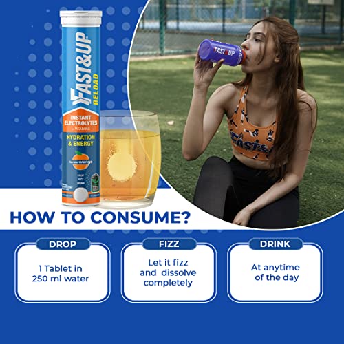 Fast&Up Reload electrolyte energy and hydration - sports drink - 20 effervescent tablets - Orange flavour