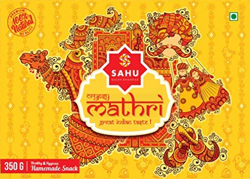 SAHU GAJAK BHANDAR SGB Rajasthani Homemade Ajwain Namkeen Mathi, Indian Masala Crispy Khasta Matthi, Healthy and Hygienic Snacks, Delightful Ready to Eat Mathri, Weight 350 Gram (SINGLE PACK)