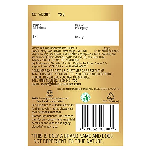 Tata Tea Gold Darjeeling | Fine Long Leaf Authentic Darjeeling Tea | Black Tea | 75g