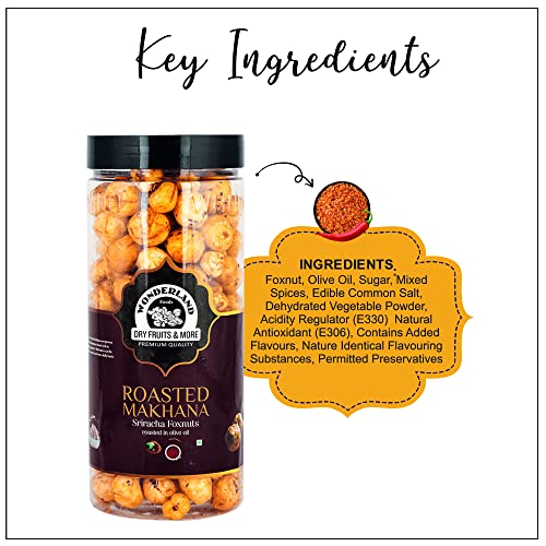 Wonderland Foods - Roasted & Flavoured Sriracha Makhana (Foxnut) 100g Jar